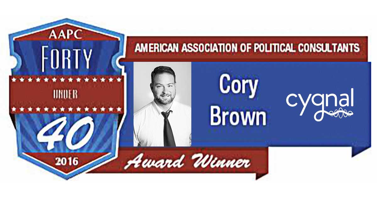 AAPC Names Cygnal’s Cory Brown to Prestigious “40 Under 40” Cygnal
